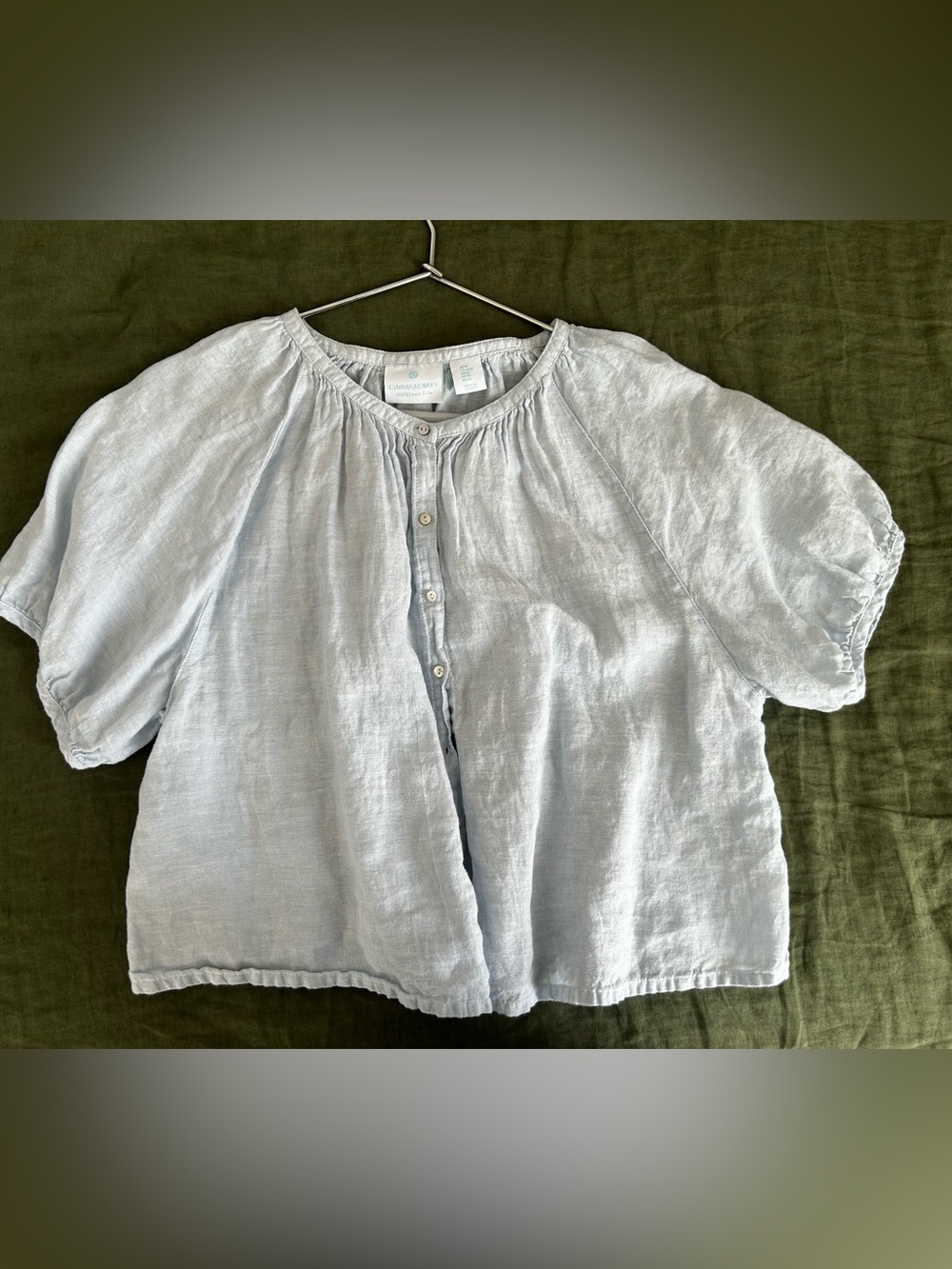 Cynthia Rowley light blue linen top